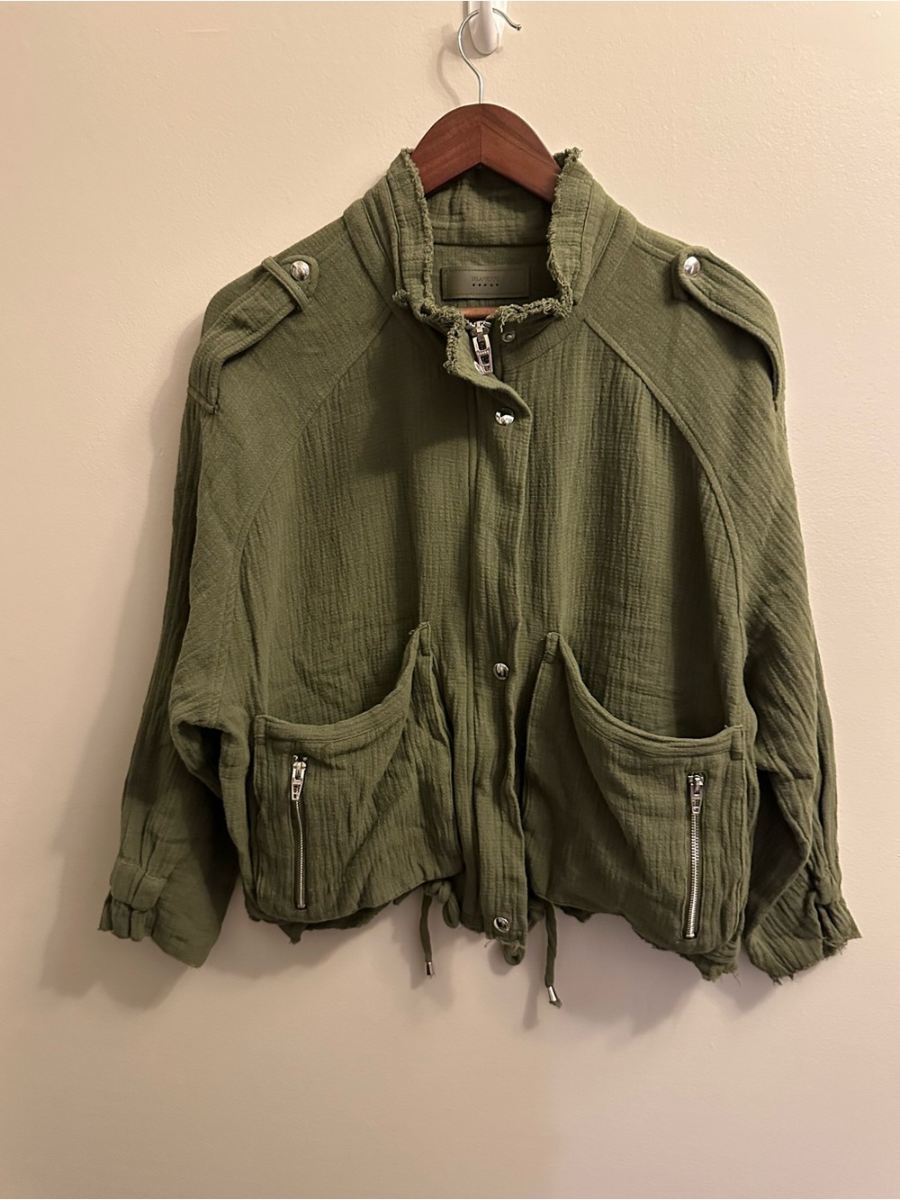 Blank NYC Olive Green Utility Jacket with Zip Pockets